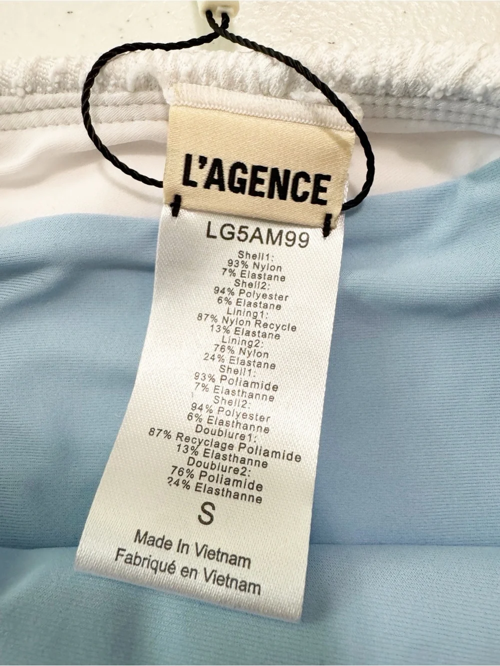 L’AGENCE Vanessa High Cut Bikini Swim Bottom Blue NWT Large